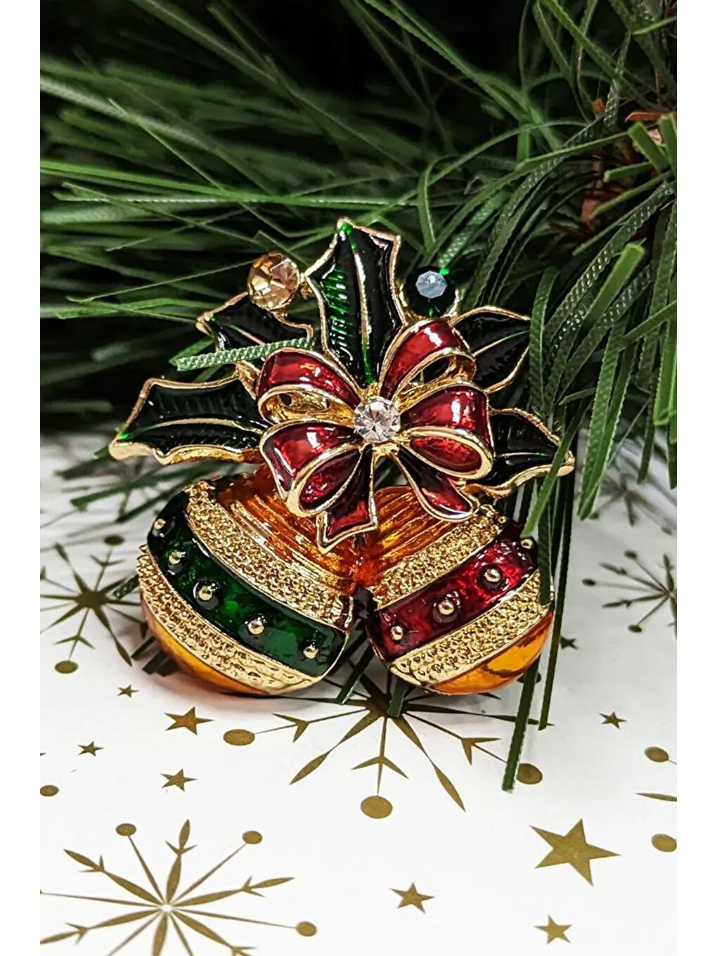 Sarı Yılbaşı Süsleri Renkli Yaka İğnesi Broş-4