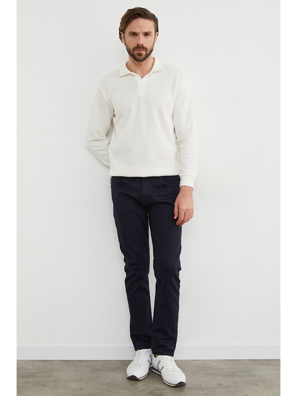 Lacivert Fermuarlı Slim Fit Jean