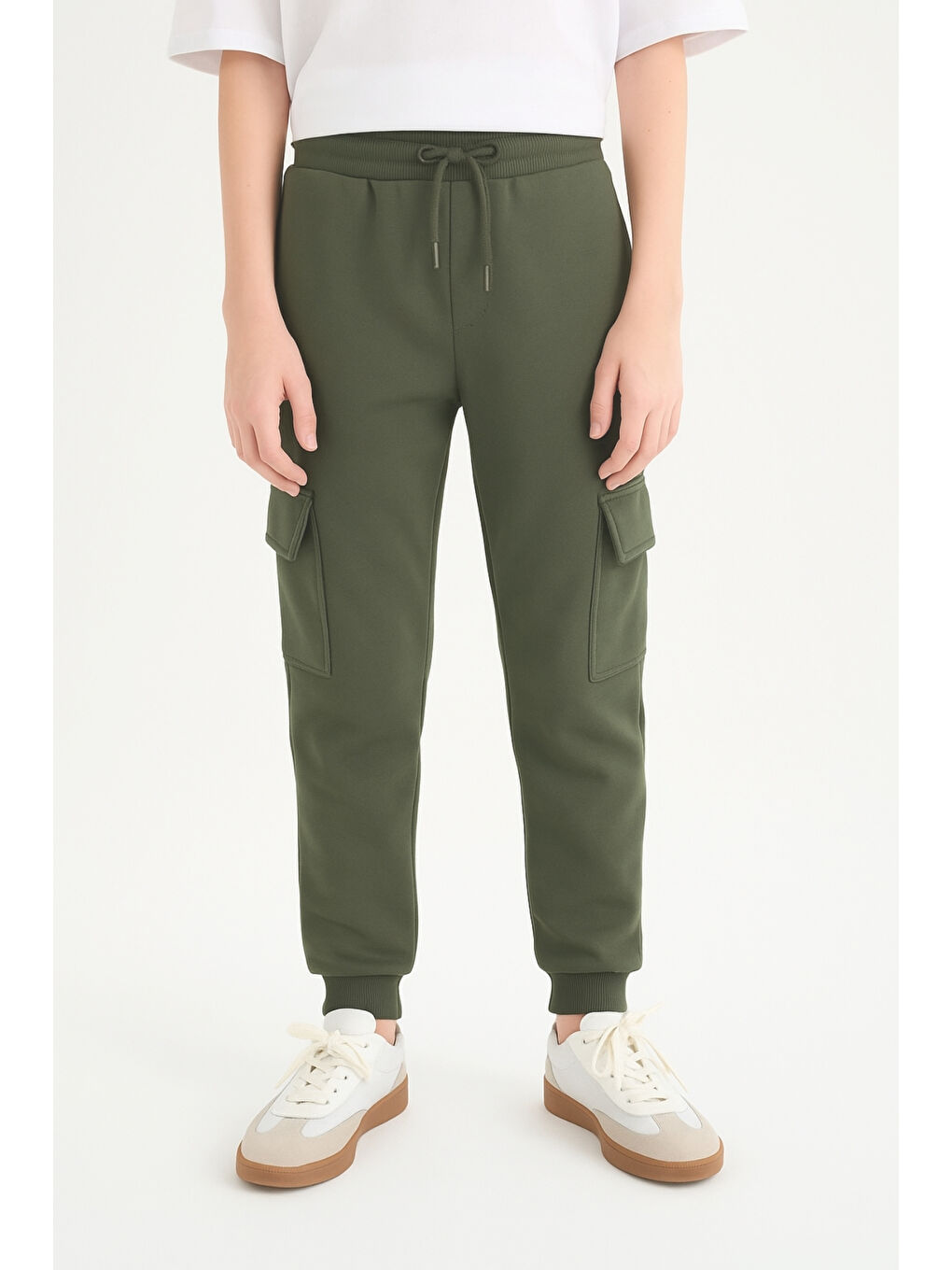 Haki Erkek Çocuk Basic Kargo Cepli Jogger Paça Okul Eşofman Altı AK2322-1-5