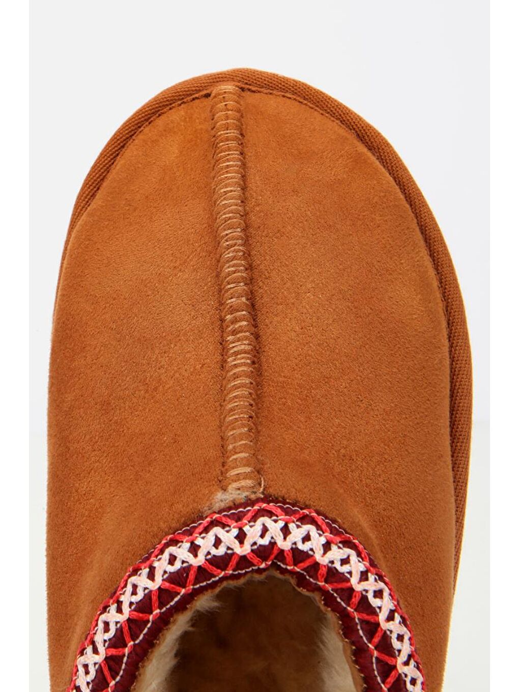 Kahverengi Kadın Süet Taba Dikiş Detaylı İçi Kürklü Yüksek Tabanlı Yarım Bot Terlik-4