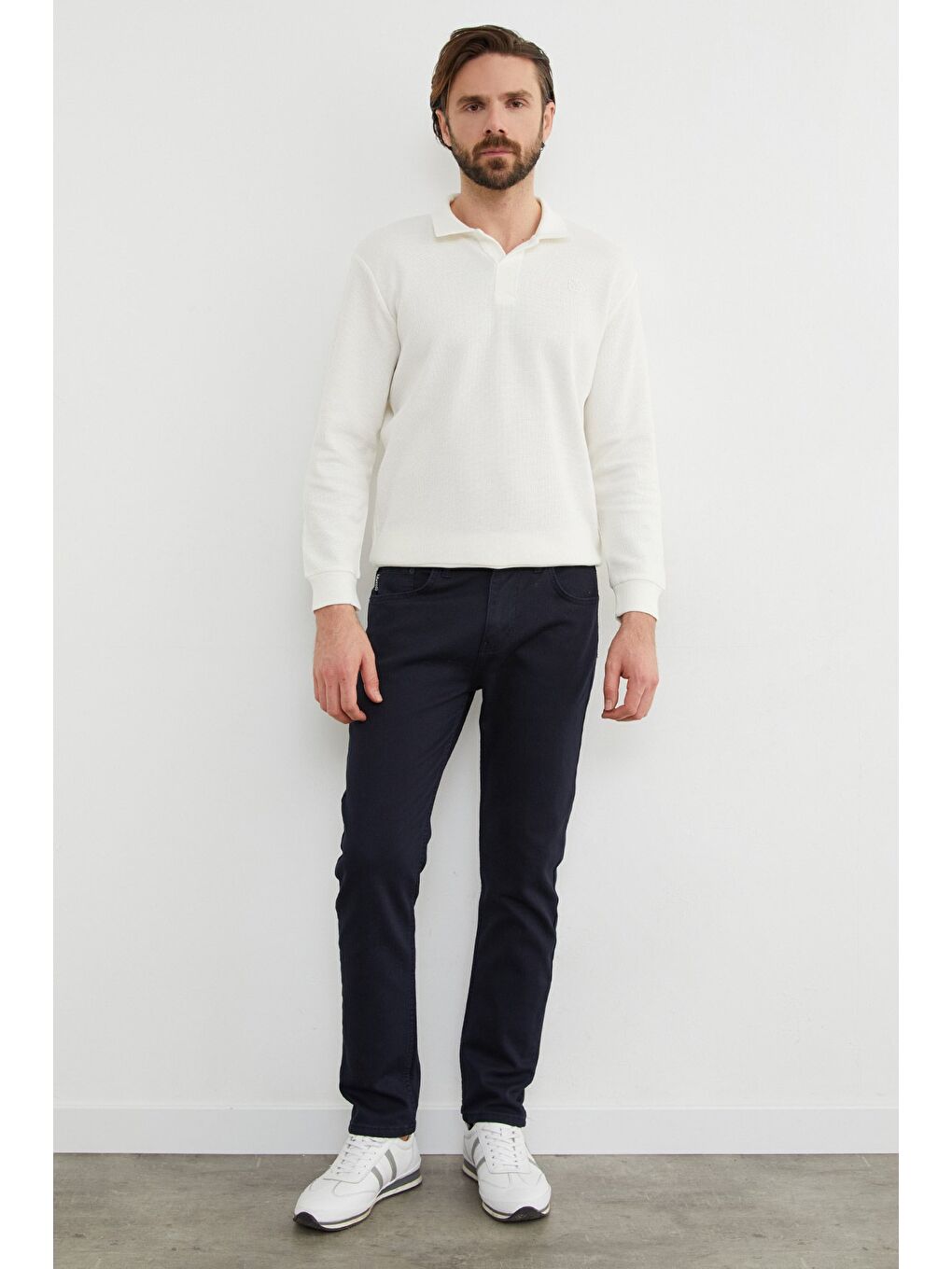 Lacivert Fermuarlı Slim Fit Jean-3