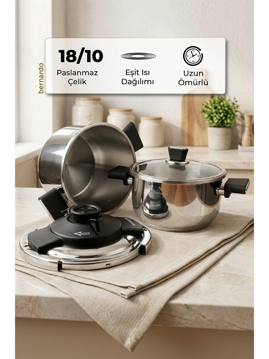 Gri Smart Cook 2'li 4-6l İndüksiyon Tabanlı Düdüklü Tencere Seti Siyah-7