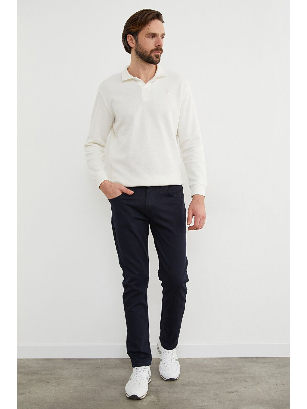 Lacivert Fermuarlı Slim Fit Jean-4