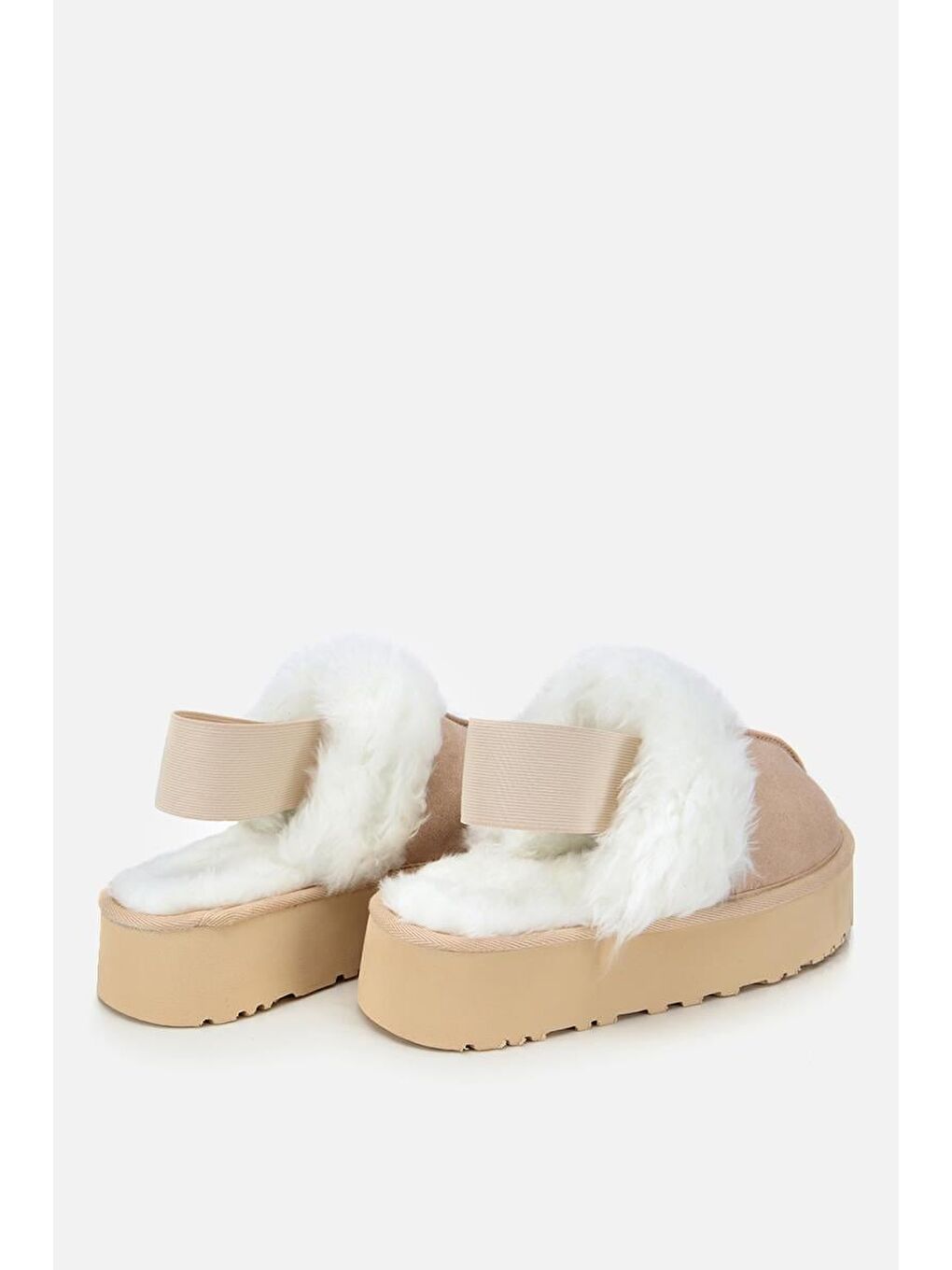 Kahverengi Kadın Süet Bej İçi Kürklü Yüksek Tabanlı Terlik-3