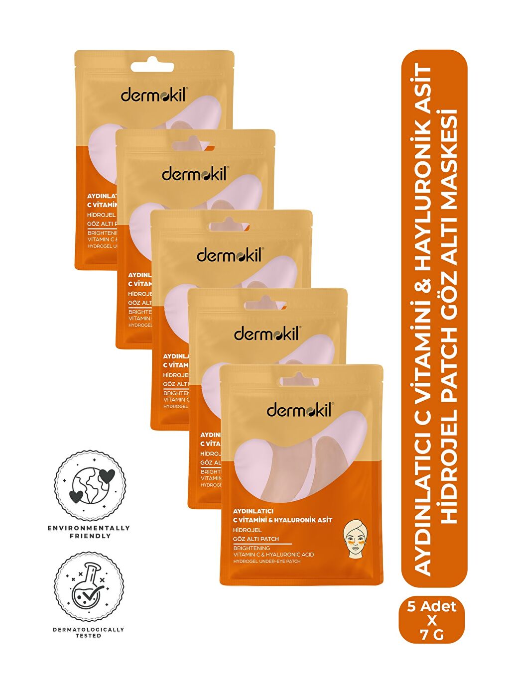 Aydınlatıcı C Vitamini & Hayluronik Asit Hidrojel Patch Göz Altı Maskesi x 5 Adet
