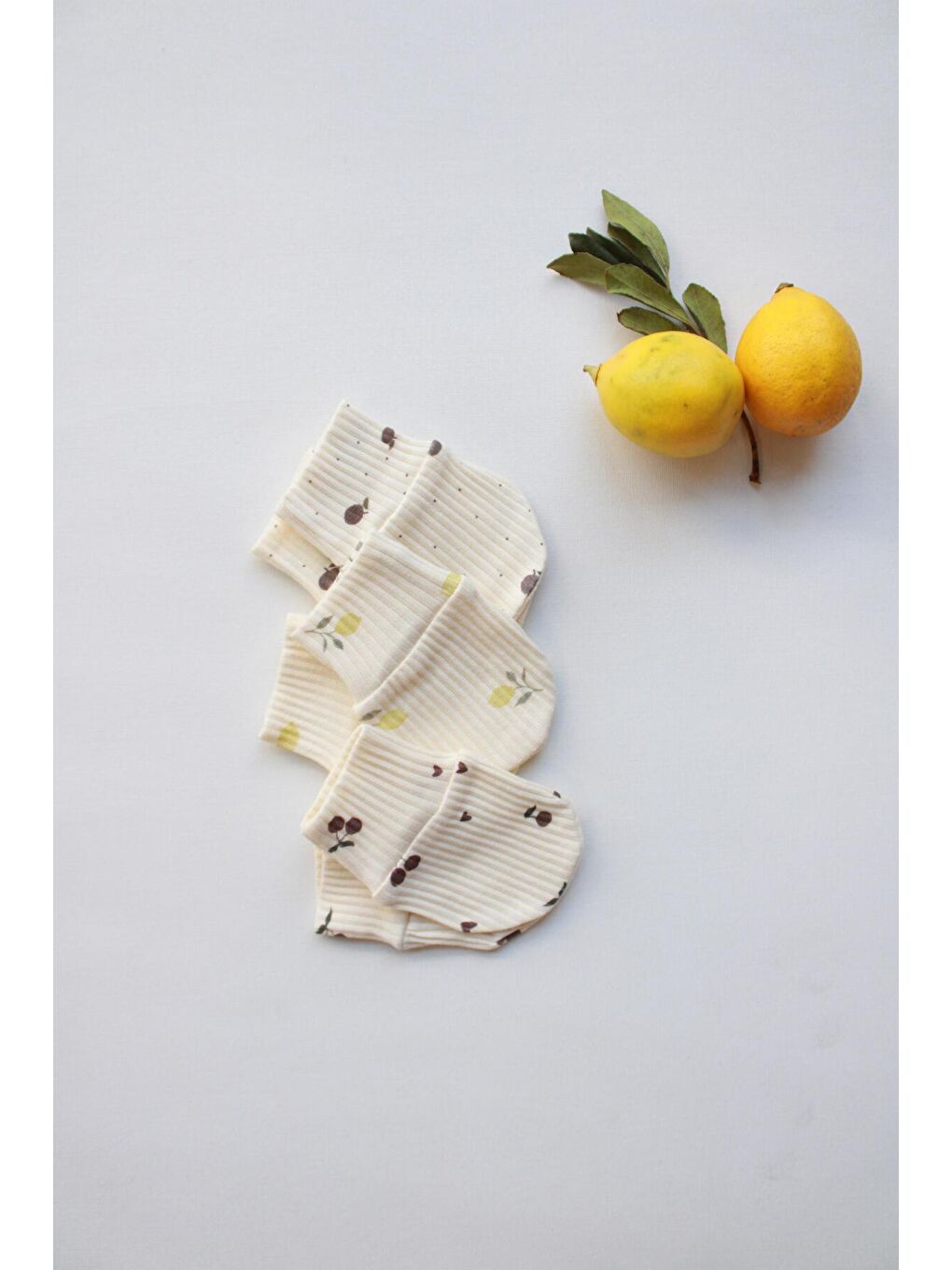 Ekru Mona Serisi 3lü Krem Rengi Yenidoğan Eldiven Set-3