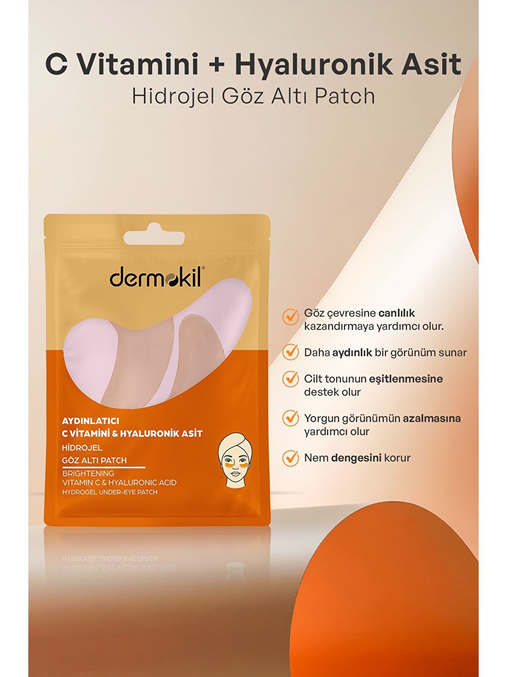 Aydınlatıcı C Vitamini & Hayluronik Asit Hidrojel Patch Göz Altı Maskesi x 5 Adet-3