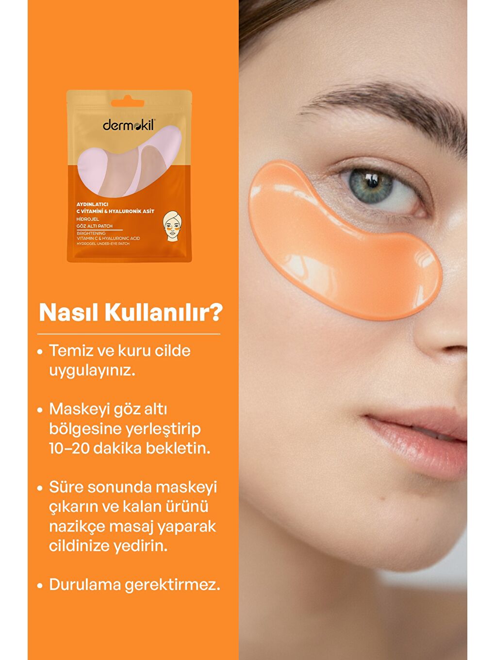 Aydınlatıcı C Vitamini & Hayluronik Asit Hidrojel Patch Göz Altı Maskesi x 5 Adet-4