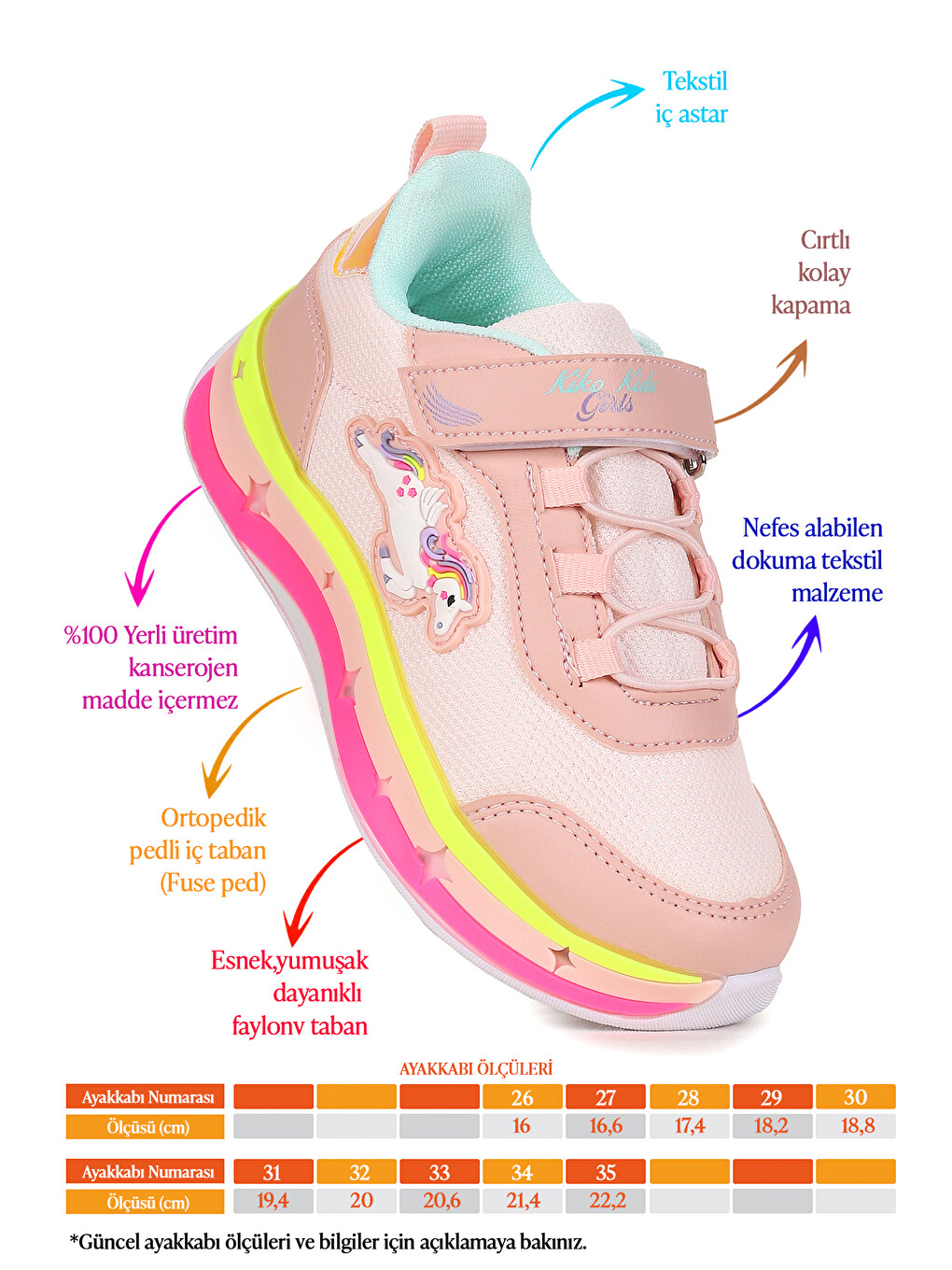 Pembe Venzo Cırtlı Kız Çocuk Spor Ayakkabı-1