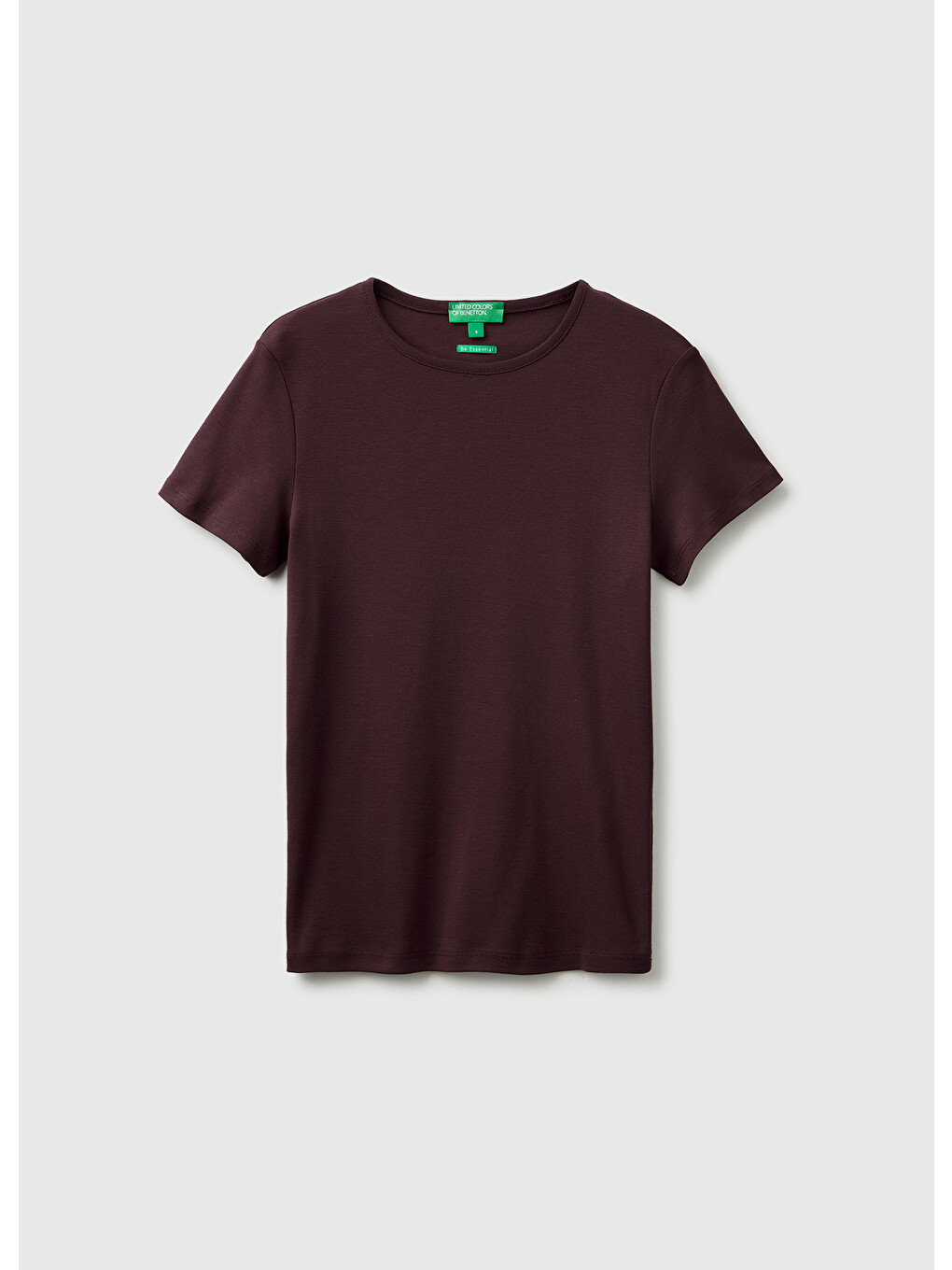 Kadın Kahverengi %100 Pamuk Bisiklet Yaka T-shirt