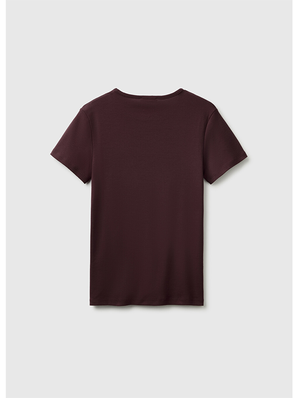 Kadın Kahverengi %100 Pamuk Bisiklet Yaka T-shirt-1