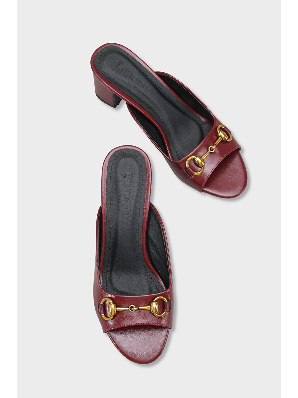 Bordo Melloney Orta Topuklu Metal Tokalı Tek Bantlı Kadın Terlik-2