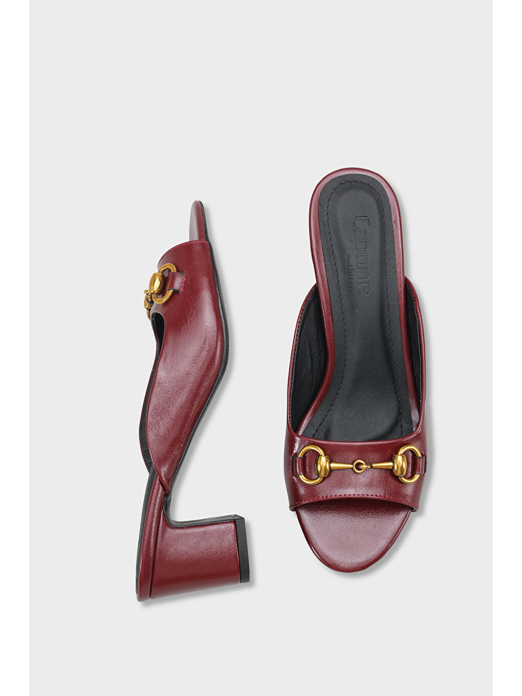 Bordo Melloney Orta Topuklu Metal Tokalı Tek Bantlı Kadın Terlik-3