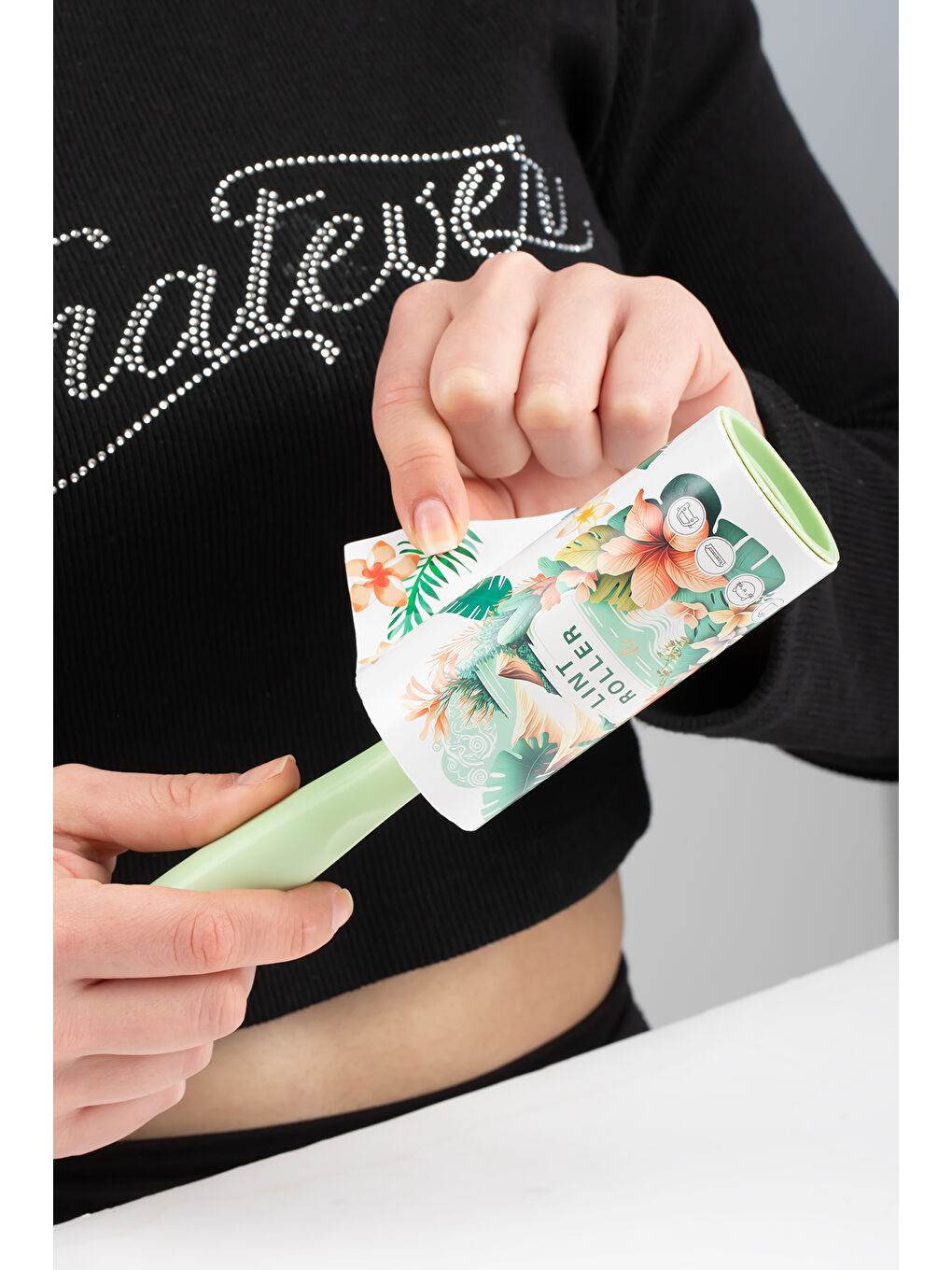 3107 Kedi Köpek Tüy Toplayıcı Rulo 10 Adet Rulo 2Adet Tutma Aparatı Toplam 300 Yaprak Yeşil-2