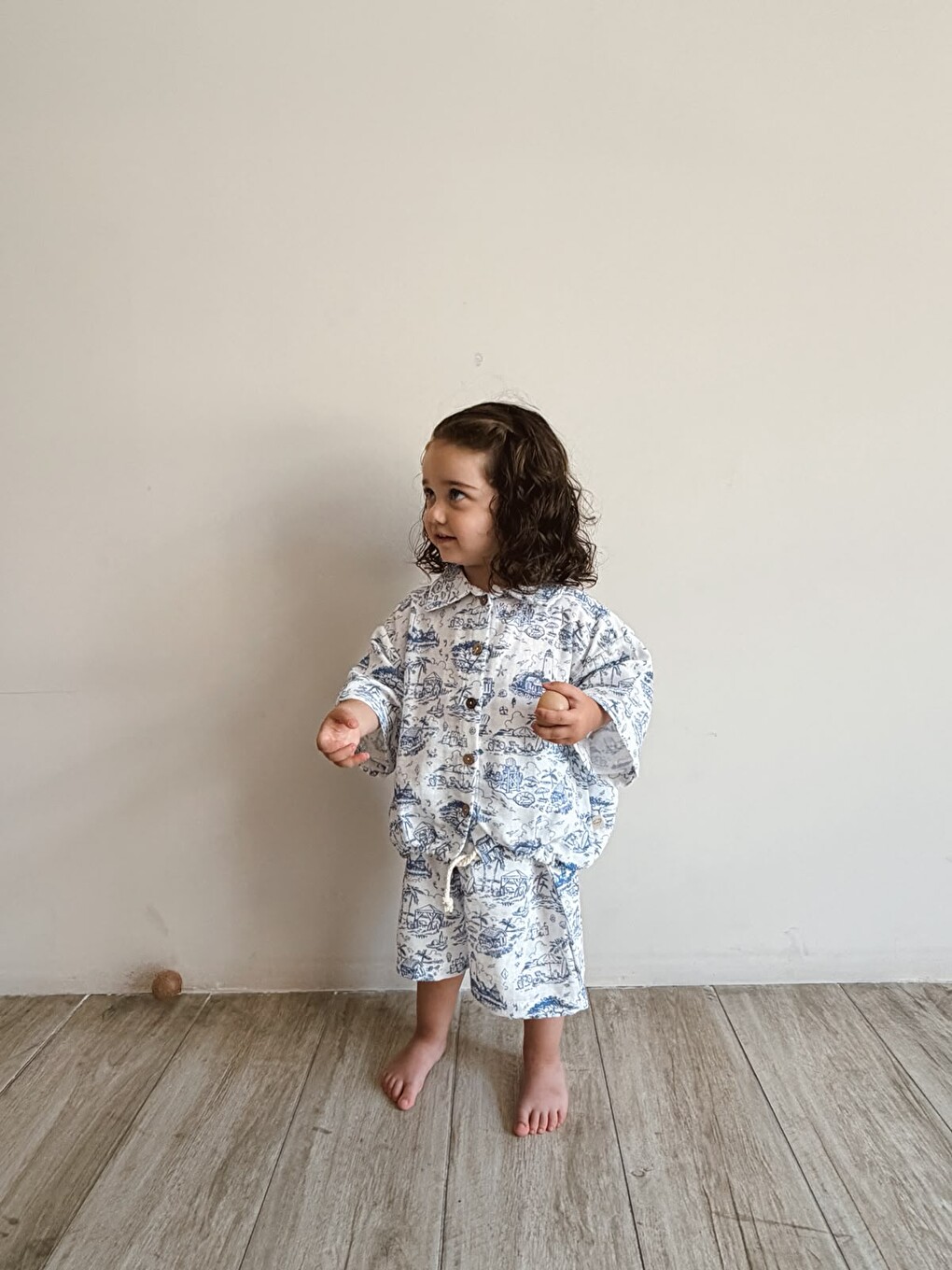 Ekru Mare Linen Müslin Şortlu Takım-2