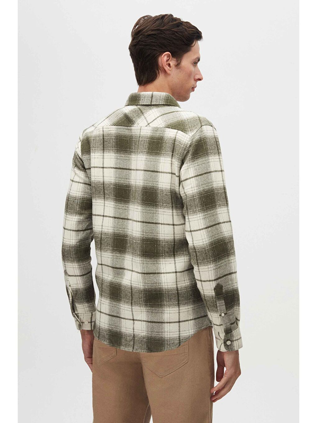 Slim Fit Yeşil Oduncu Gömlek-5