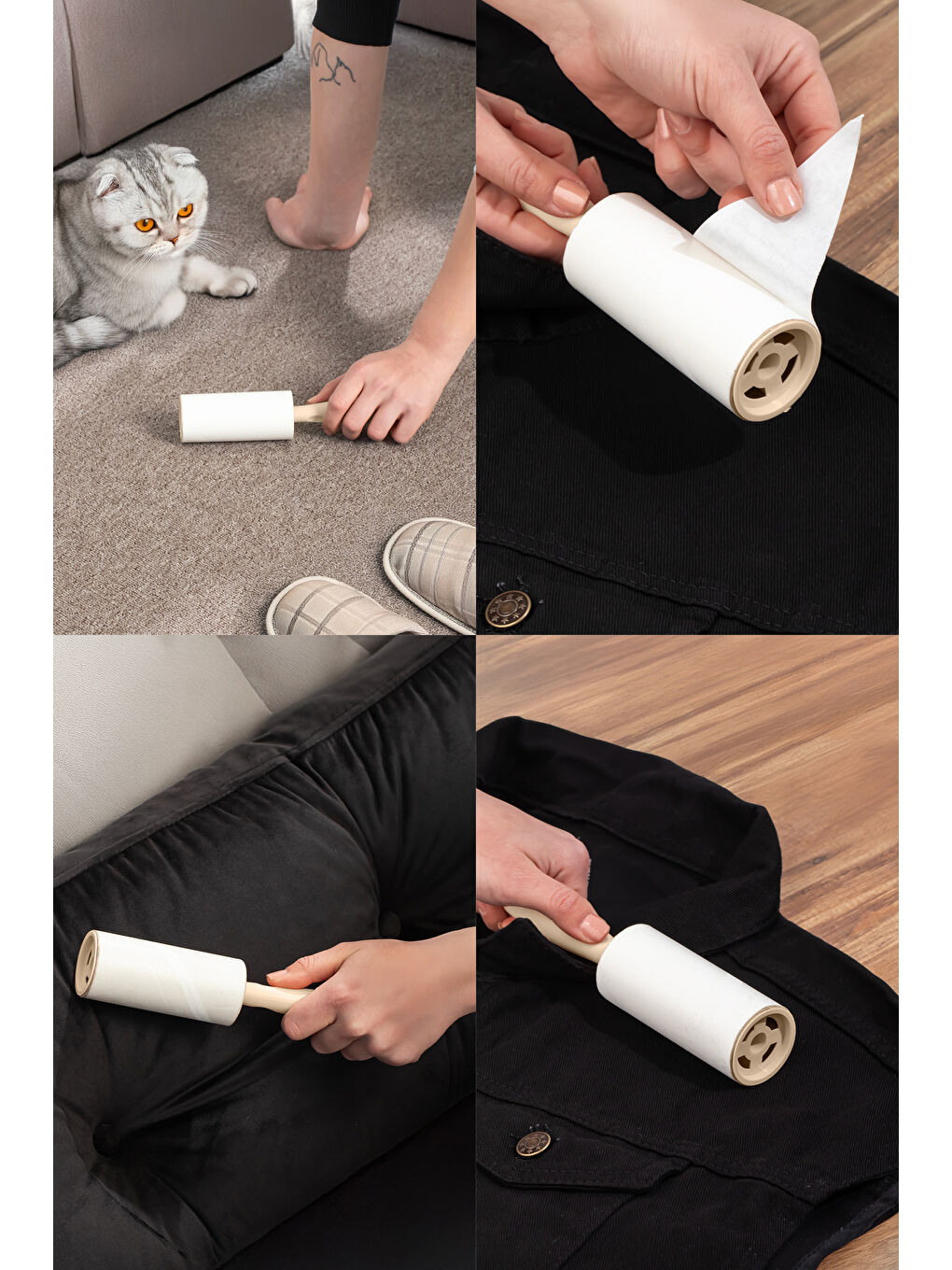 3106 Kedi Köpek Tüy Toplayıcı Rulo 10 Adet Rulo 2 Adet Tutma Aparatı Toplam 300 Yaprak Somon-2