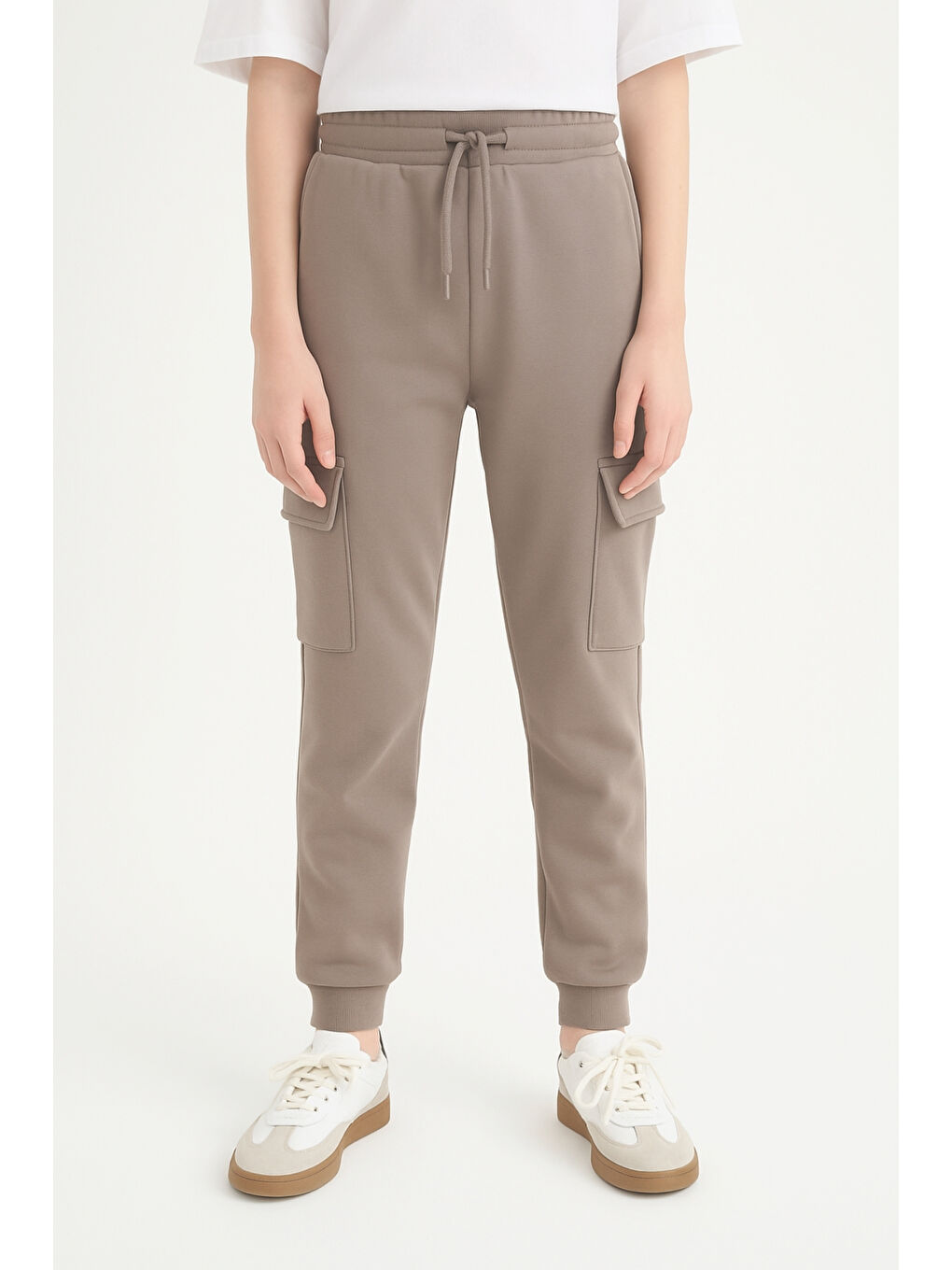 Bej Erkek Çocuk Basic Kargo Cepli Jogger Paça Okul Eşofman Altı AK2322-1-4