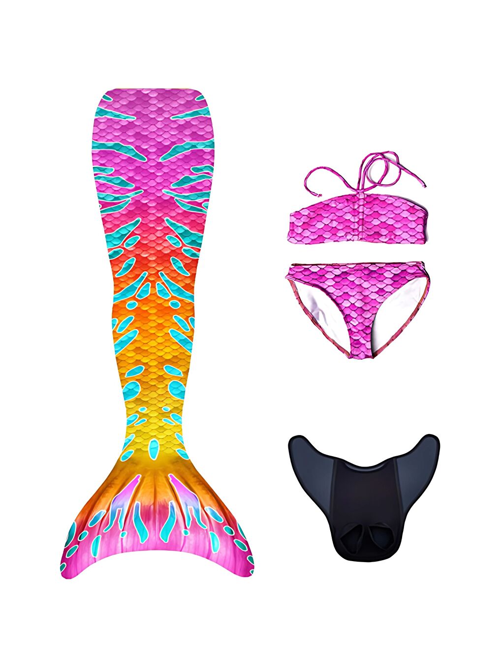 Karışık Deniz Kızı 4'lü Takım Bikini Kostüm Seti Malibu