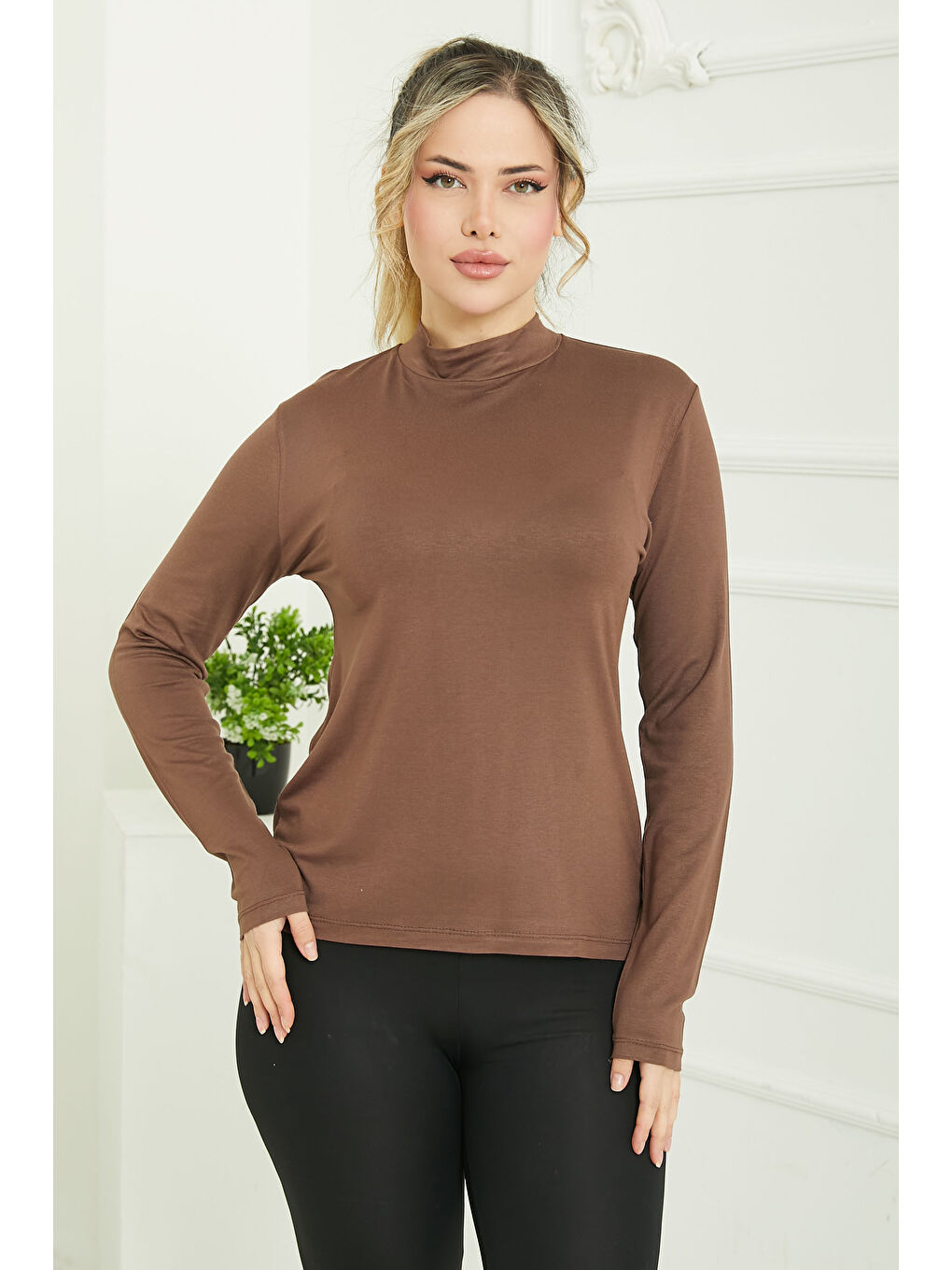 Kahverengi Dik Yaka Vizkon Badi Kahve - 26827-1