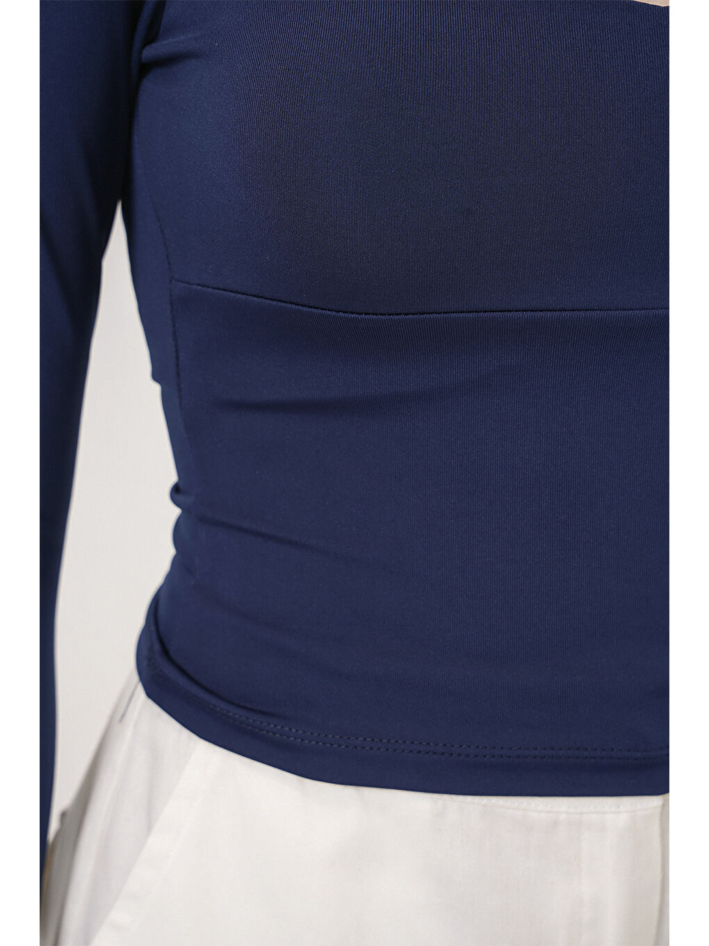 Kadın Kare Yaka Slim Fit Bluz 986 - Lacivert-3