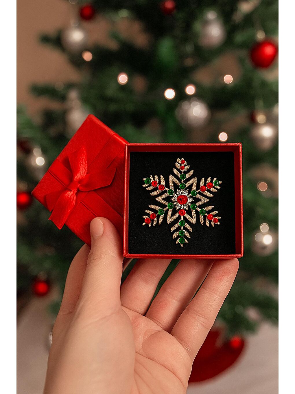 Sarı Yılbaşı Renkli Taşlı Kartanesi Yaka İğnesi Broş-1