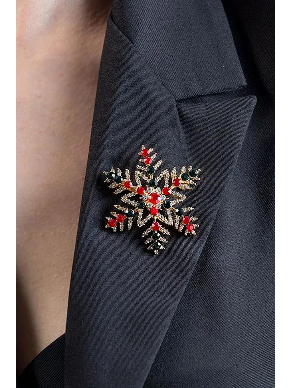 Sarı Yılbaşı Renkli Taşlı Kartanesi Yaka İğnesi Broş-2