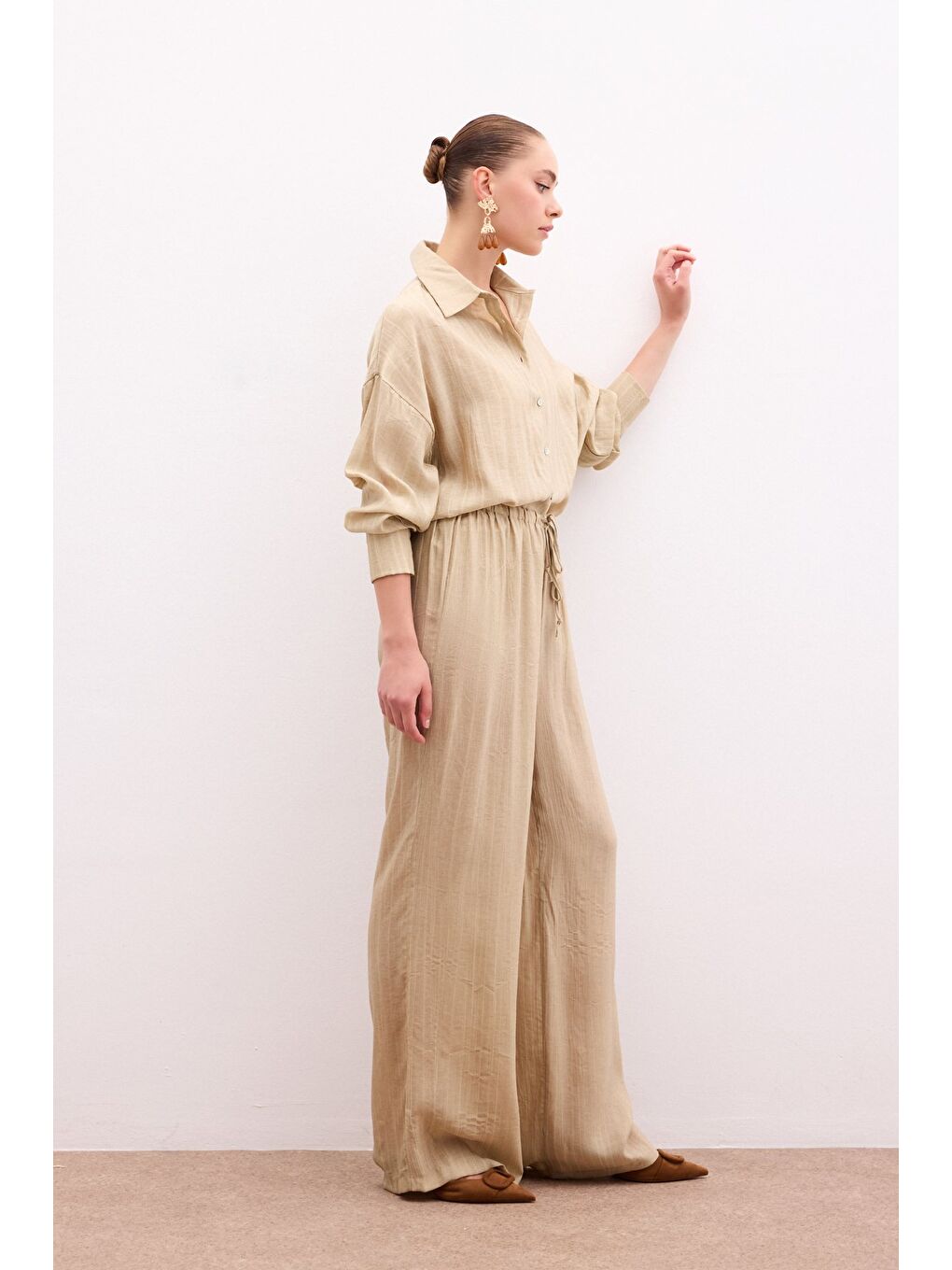 Bel Lastikli Pantolon - Haki-2