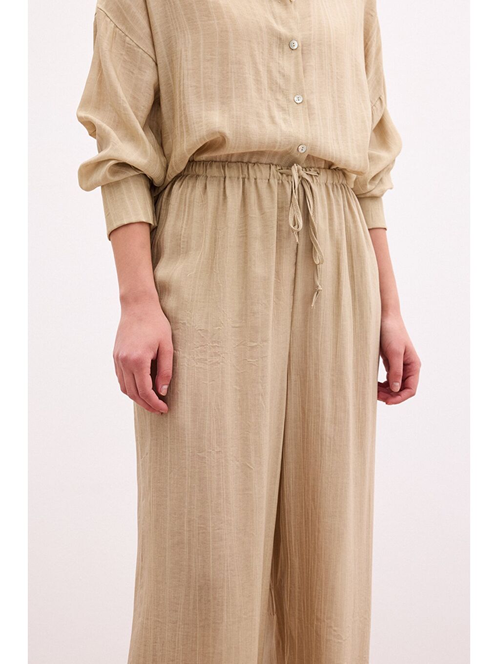 Bel Lastikli Pantolon - Haki-5