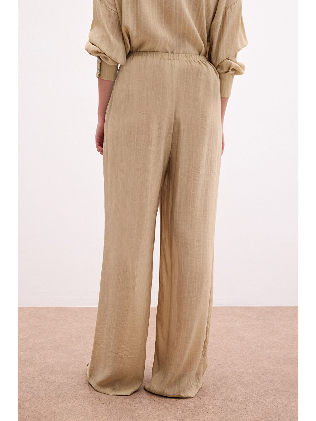 Bel Lastikli Pantolon - Haki-7