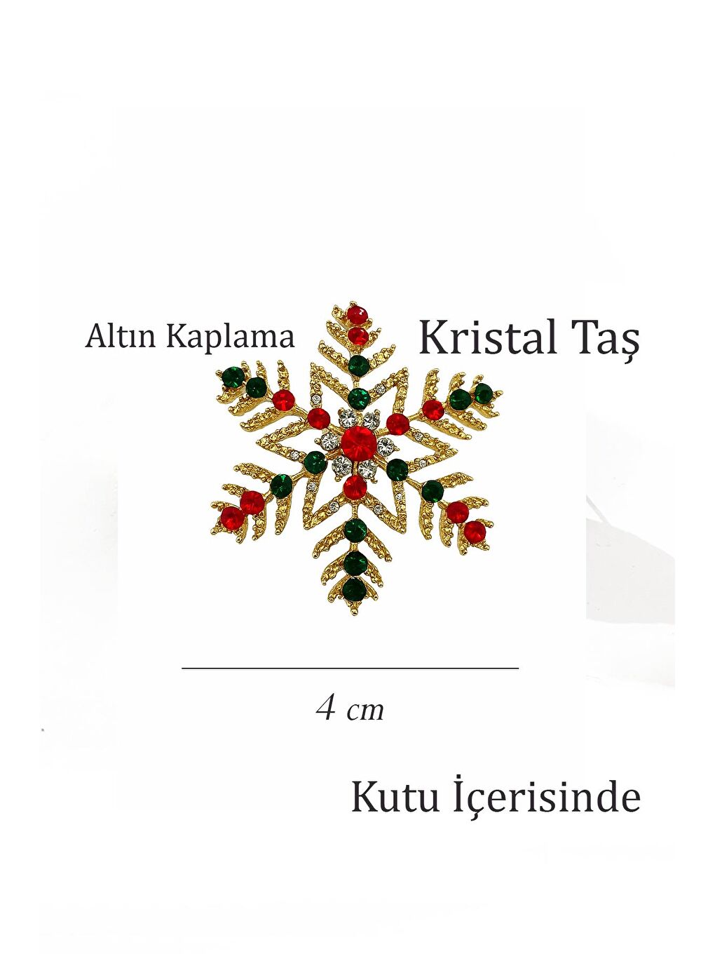 Sarı Yılbaşı Renkli Taşlı Kartanesi Yaka İğnesi Broş-4