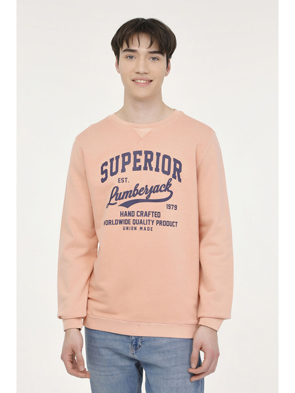 Lumberjack Pembe ML HECTOR 16URB1044 4FX Somon Erkek Sweatshirt