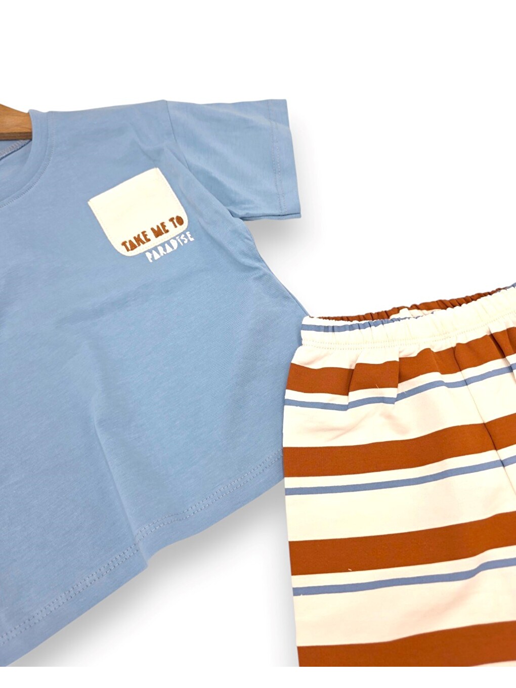 Mavi Erkek Çocuk Yazlık Şort T-shirt Özel Takım-5