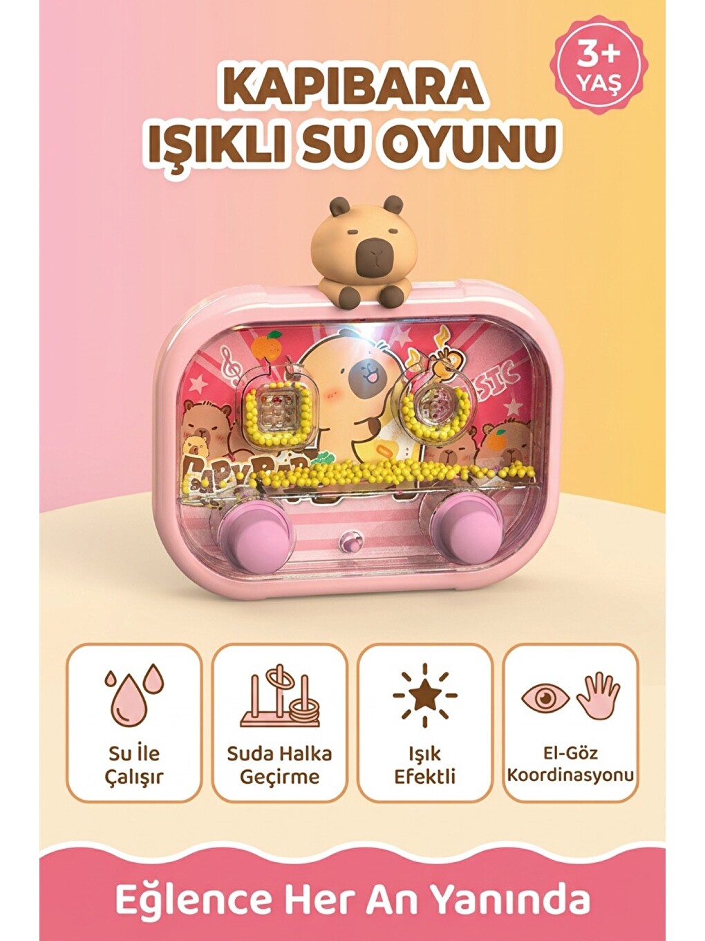 Işıklı Su Oyunu Suda Halka Geçirme Nostaljik El Atarisi Pilsiz Su İle Çalışan 3+ Yaş Çocuk-1