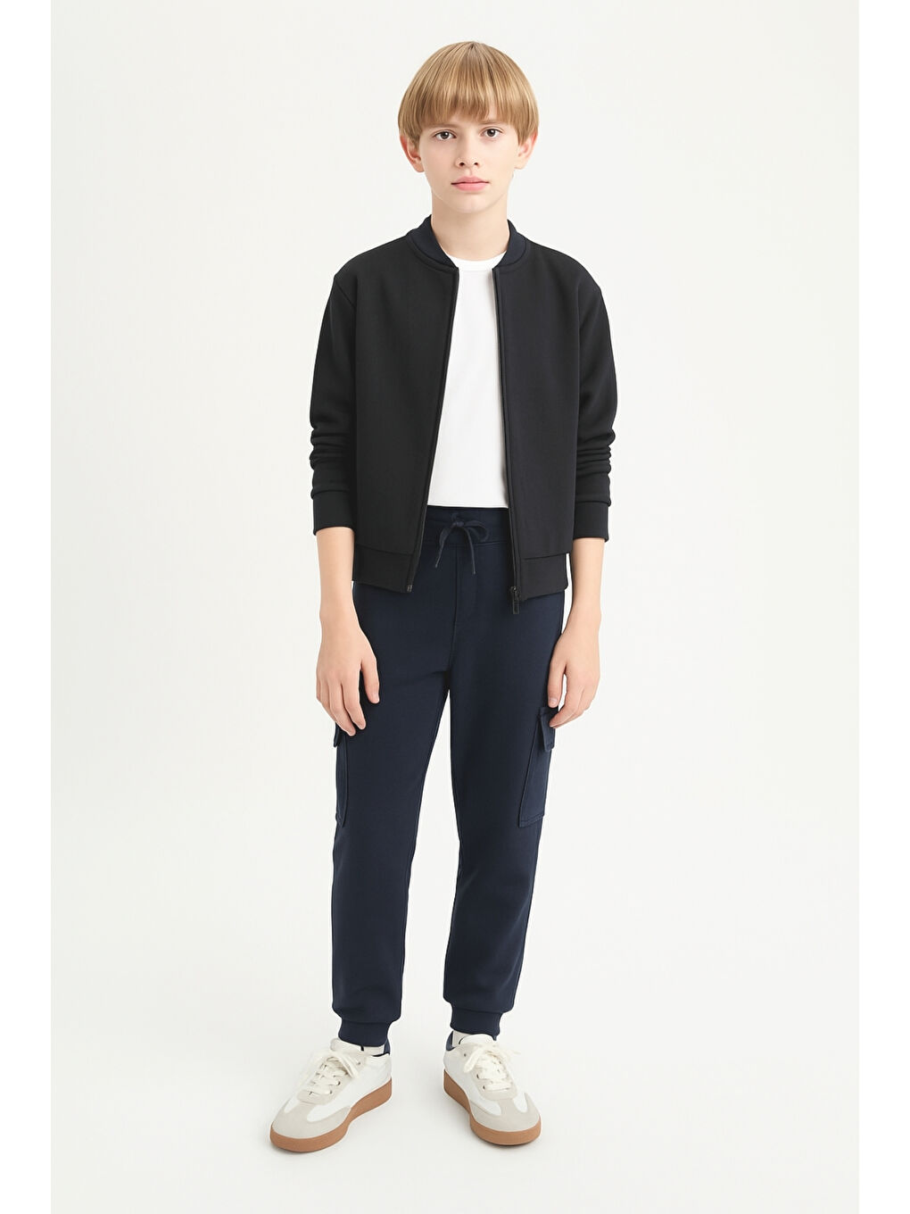 Lacivert Erkek Çocuk Basic Kargo Cepli Jogger Paça Okul Eşofman Altı AK2322-1-2