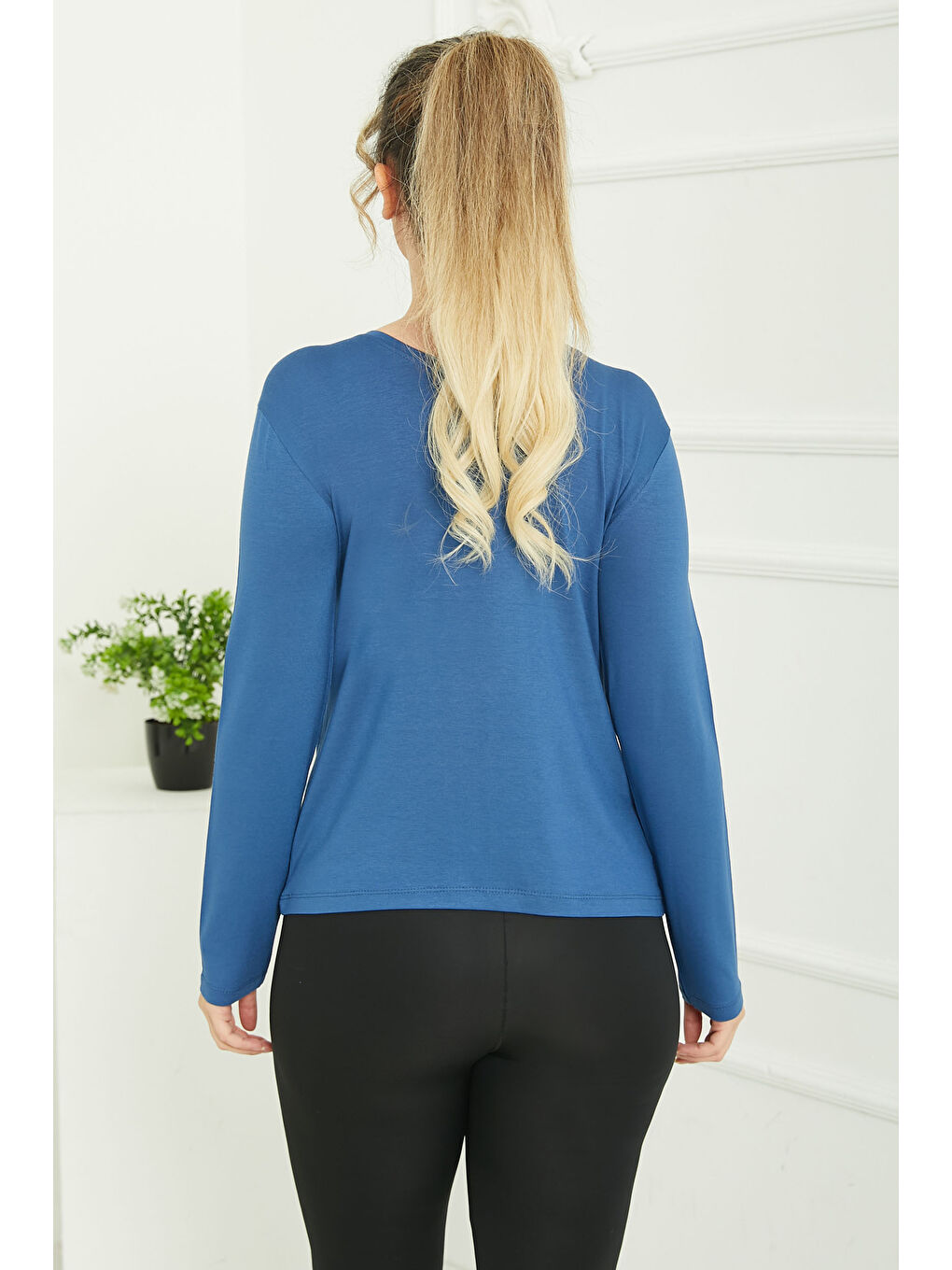 İndigo Ön ve Arka Oval Yaka Badi Indigo - 26829-4