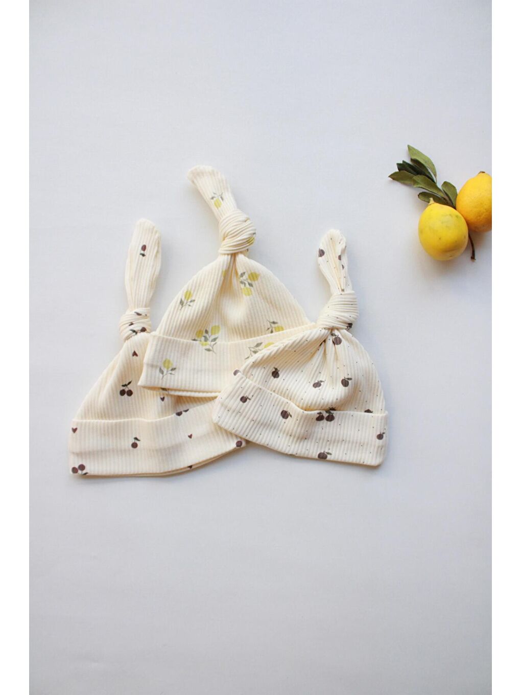 Ekru Mona Serisi 3lü Yenidoğan Şapka-1