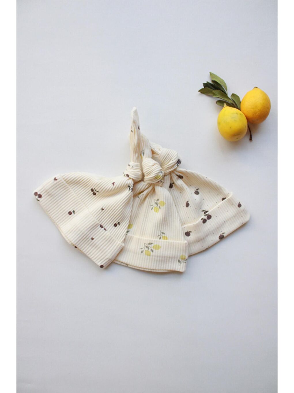 Ekru Mona Serisi 3lü Yenidoğan Şapka-2