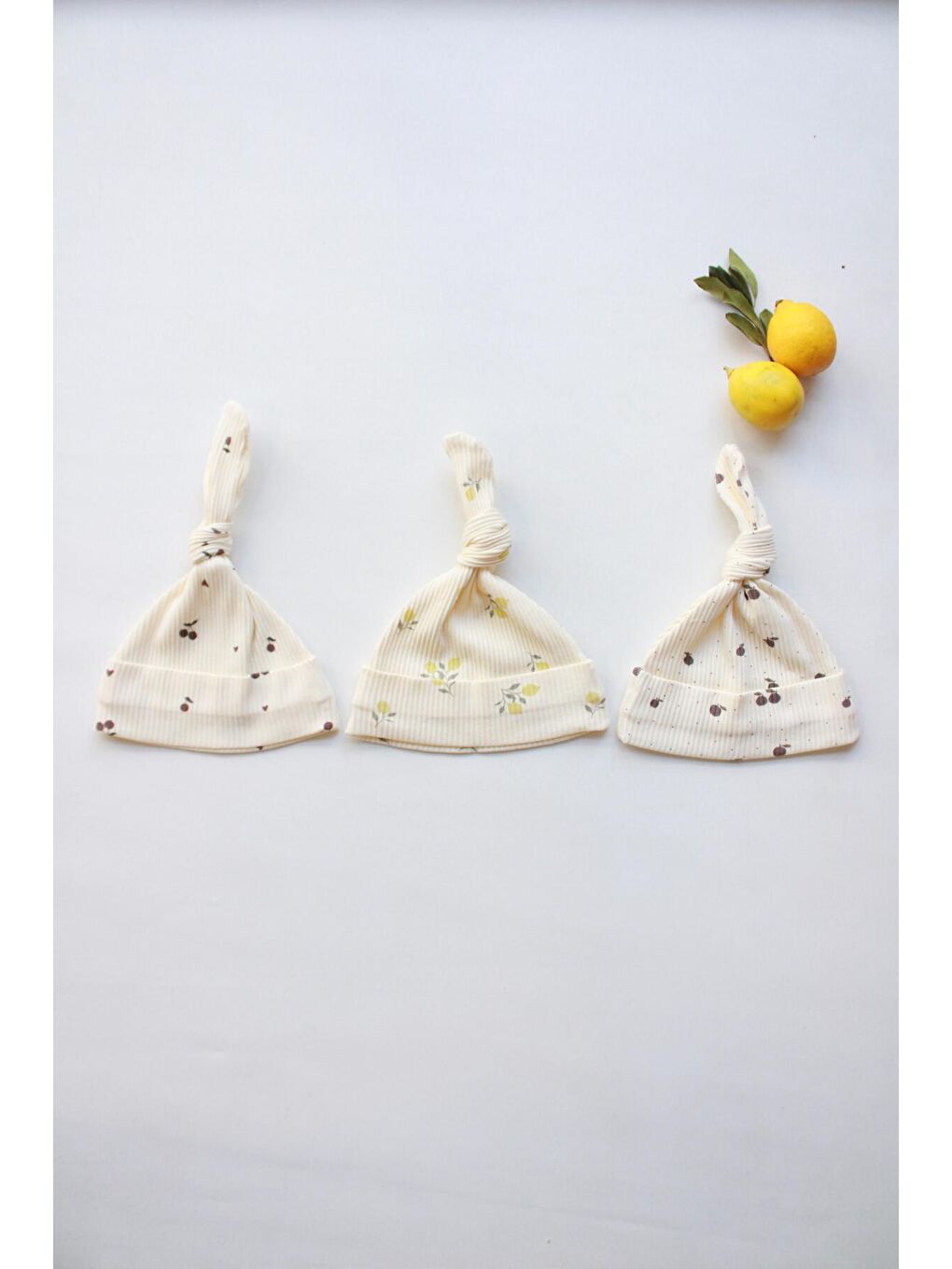 Ekru Mona Serisi 3lü Yenidoğan Şapka-6