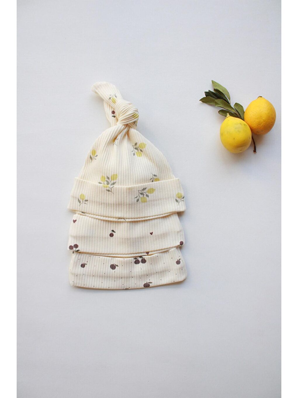 Ekru Mona Serisi 3lü Yenidoğan Şapka-7