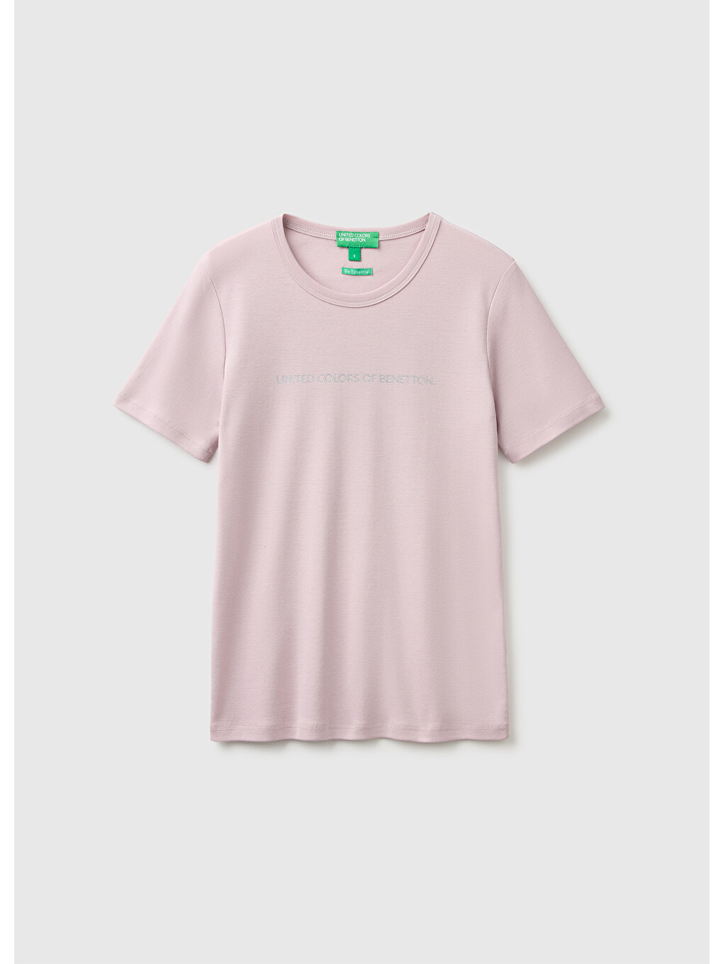 Kadın Lila %100 Pamuk Logo Baskılı Bisiklet Yaka T-shirt