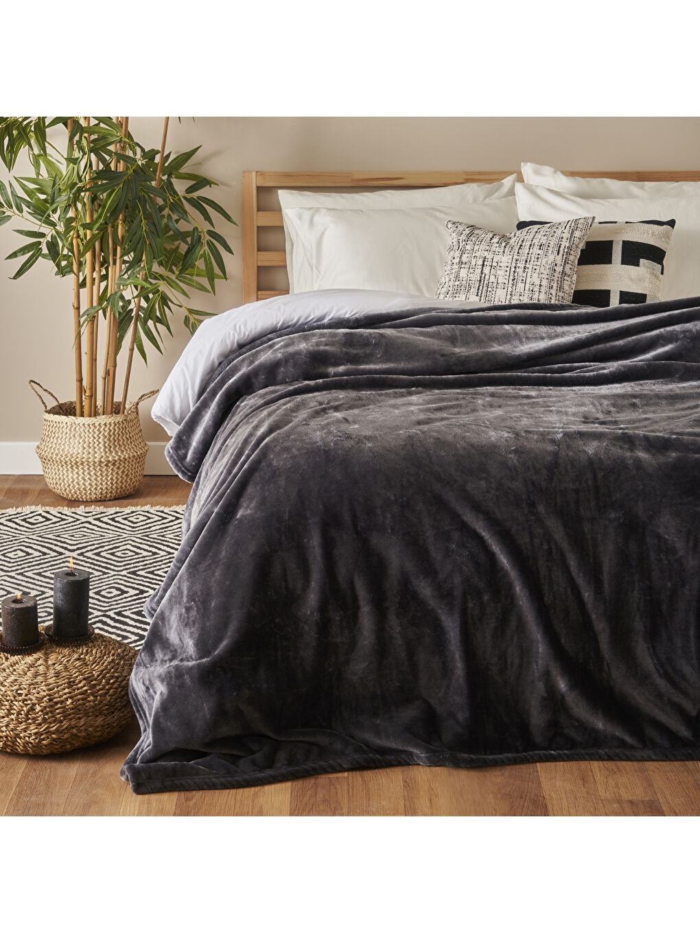 Shelly Wellsoft Çift Kişilik Battaniye Antrasit (200x220 cm)