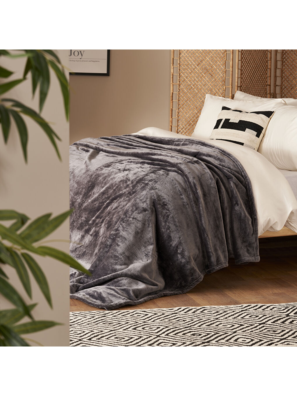 Shelly Wellsoft Çift Kişilik Battaniye Antrasit (200x220 cm)-3