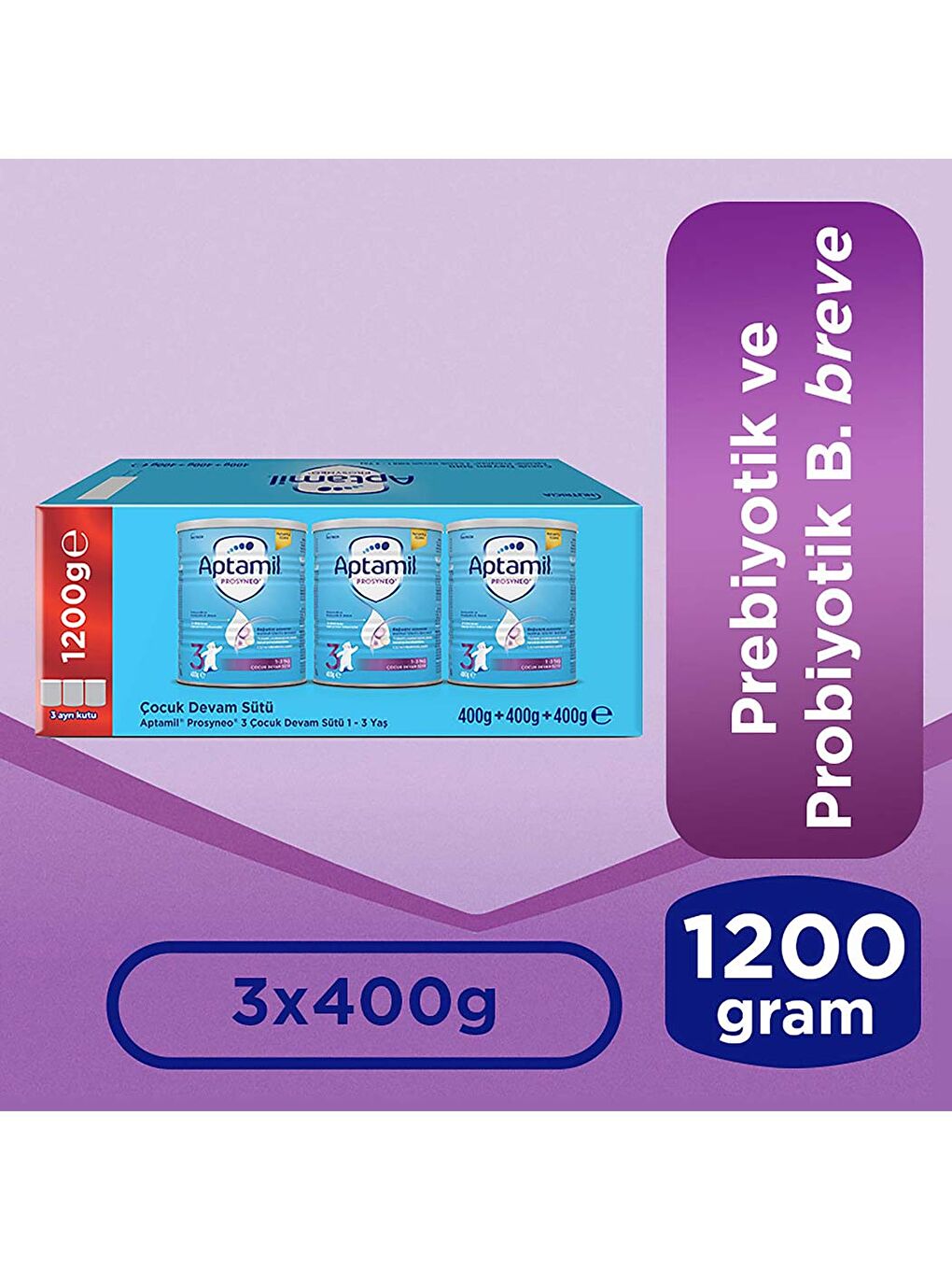 Prosyneo 3 Prebiyotikli Probiyotikli Devam Sütü 400 Gr x 3 Adet 1200 Gr