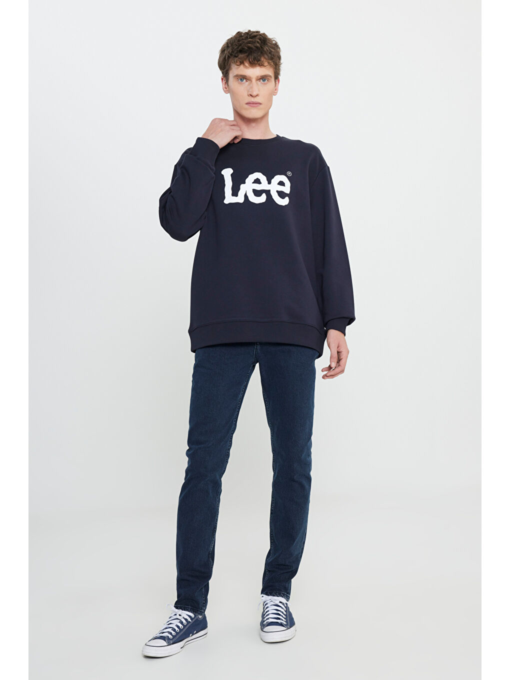 Lacivert Regular Fit Normal Kesim %100 Pamuk Sıfır Yaka Sweatshirt-2