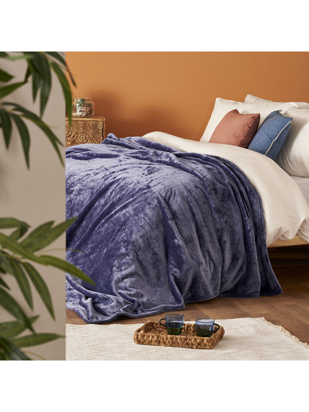 Shelly Wellsoft Çift Kişilik Battaniye Lacivert (200x220 cm)-3