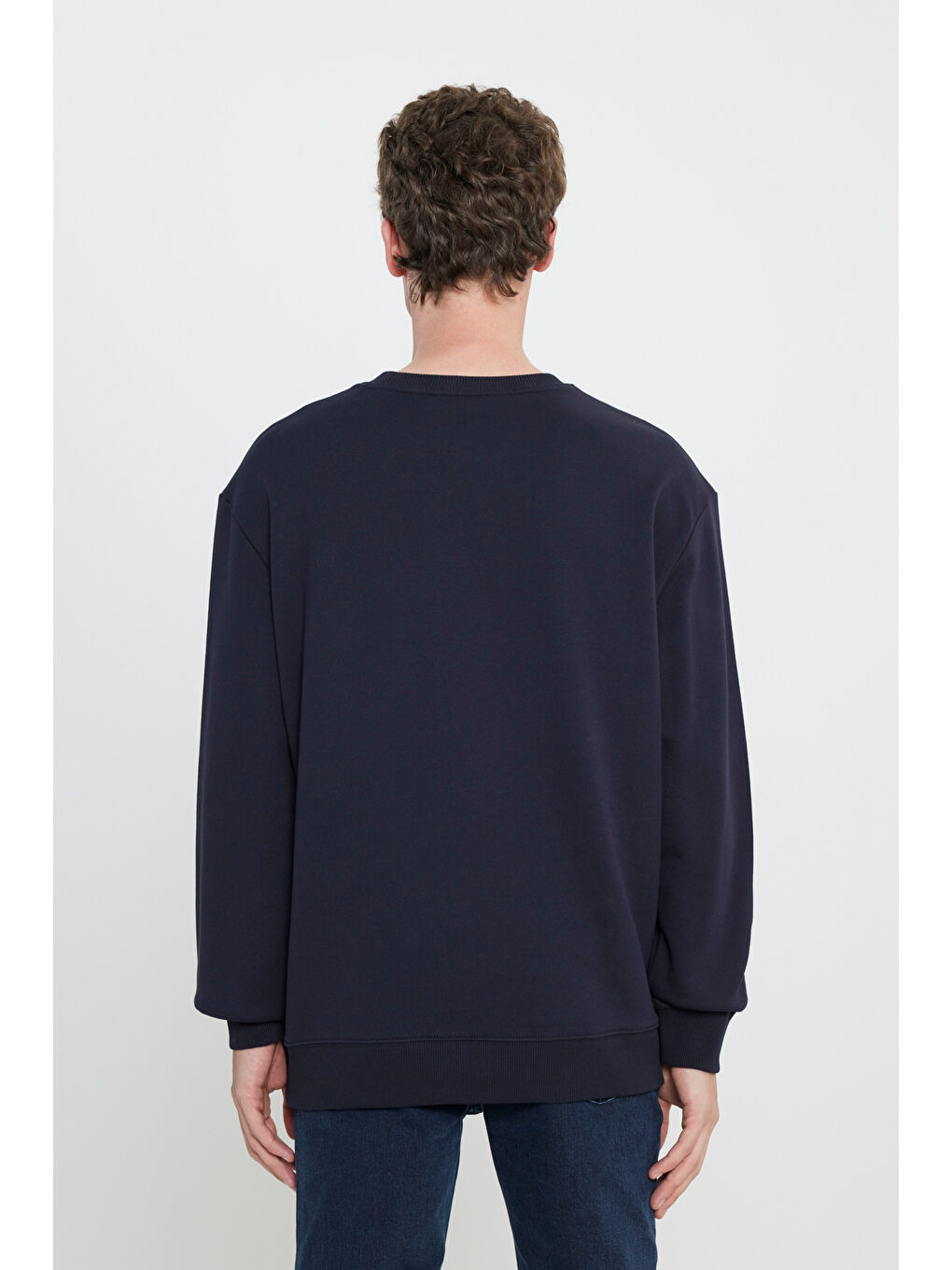Lacivert Regular Fit Normal Kesim %100 Pamuk Sıfır Yaka Sweatshirt-4
