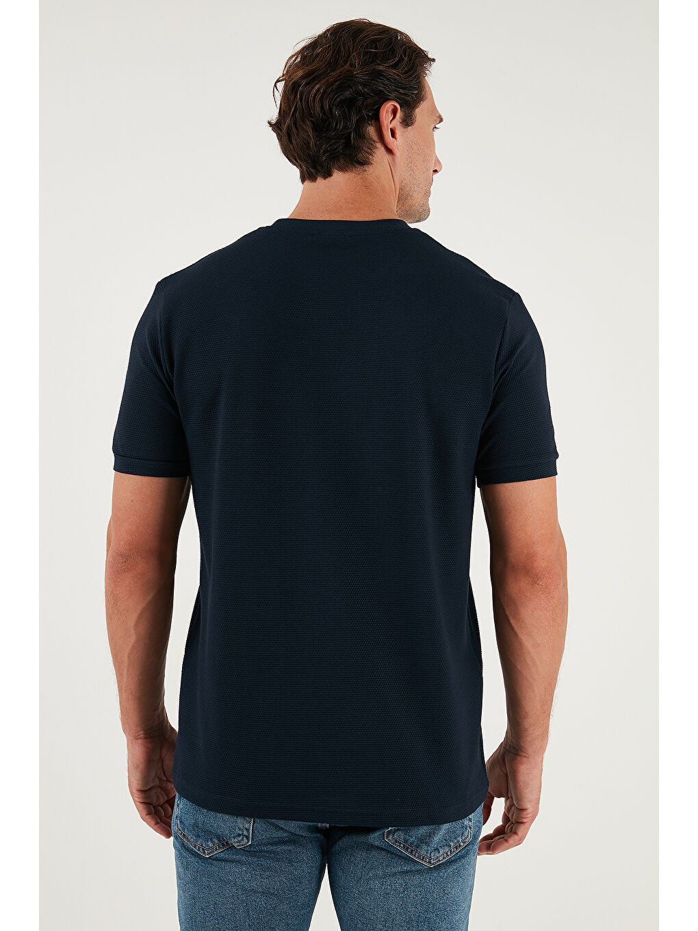 İndigo Streç Pamuklu Slim Fit Sıfır Yaka Tişört 5902639-5