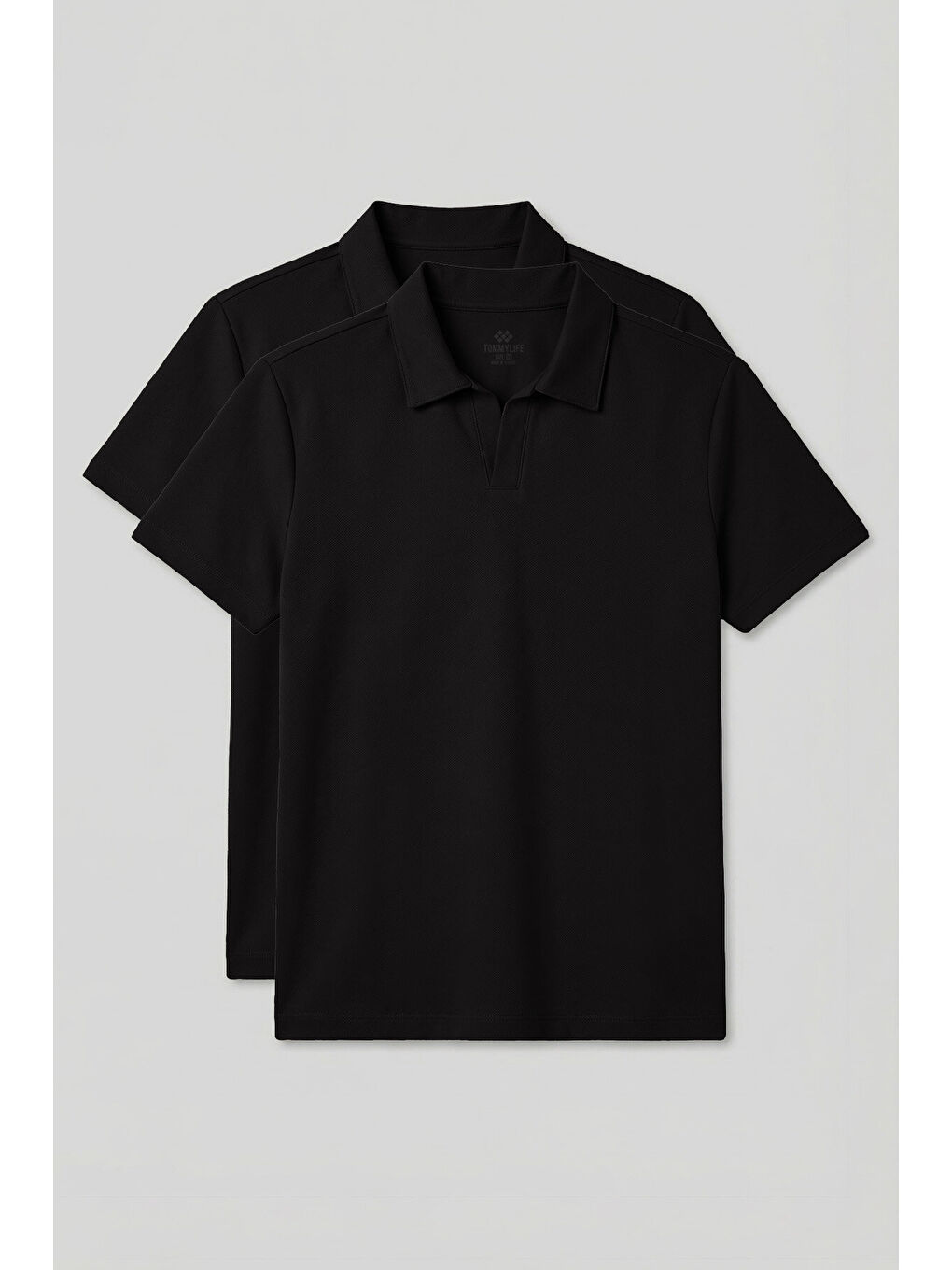 Rahat Form Polo Yaka 2li Paket Siyah Erkek T-Shirt - 88496