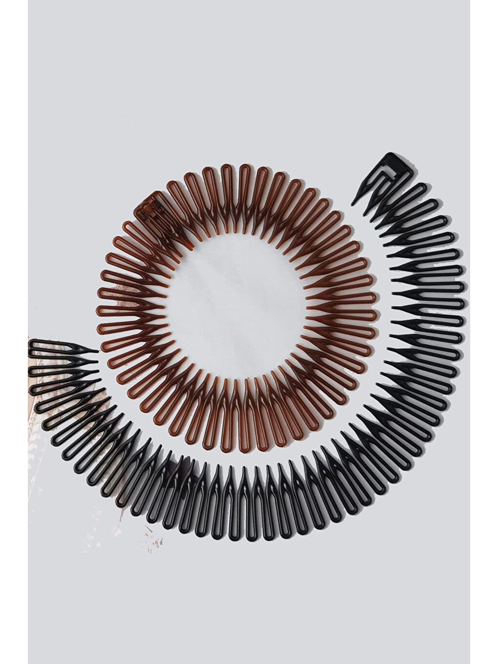 Siyah Akordiyon Tata Saç Bandı 3 Adet-1